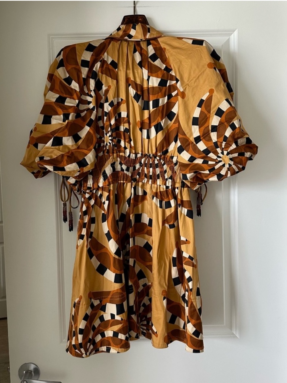 Farm Rio Beige Bananada Ruttan Down Mini Dress - Picture 9 of 10